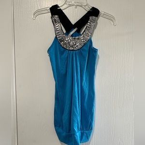 Women’s blue and black beaded blouse size small - great condition